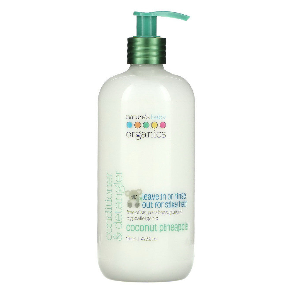 Natures Baby Organics Conditioner and Detangler, Coconut Pineapple, 16 Oz